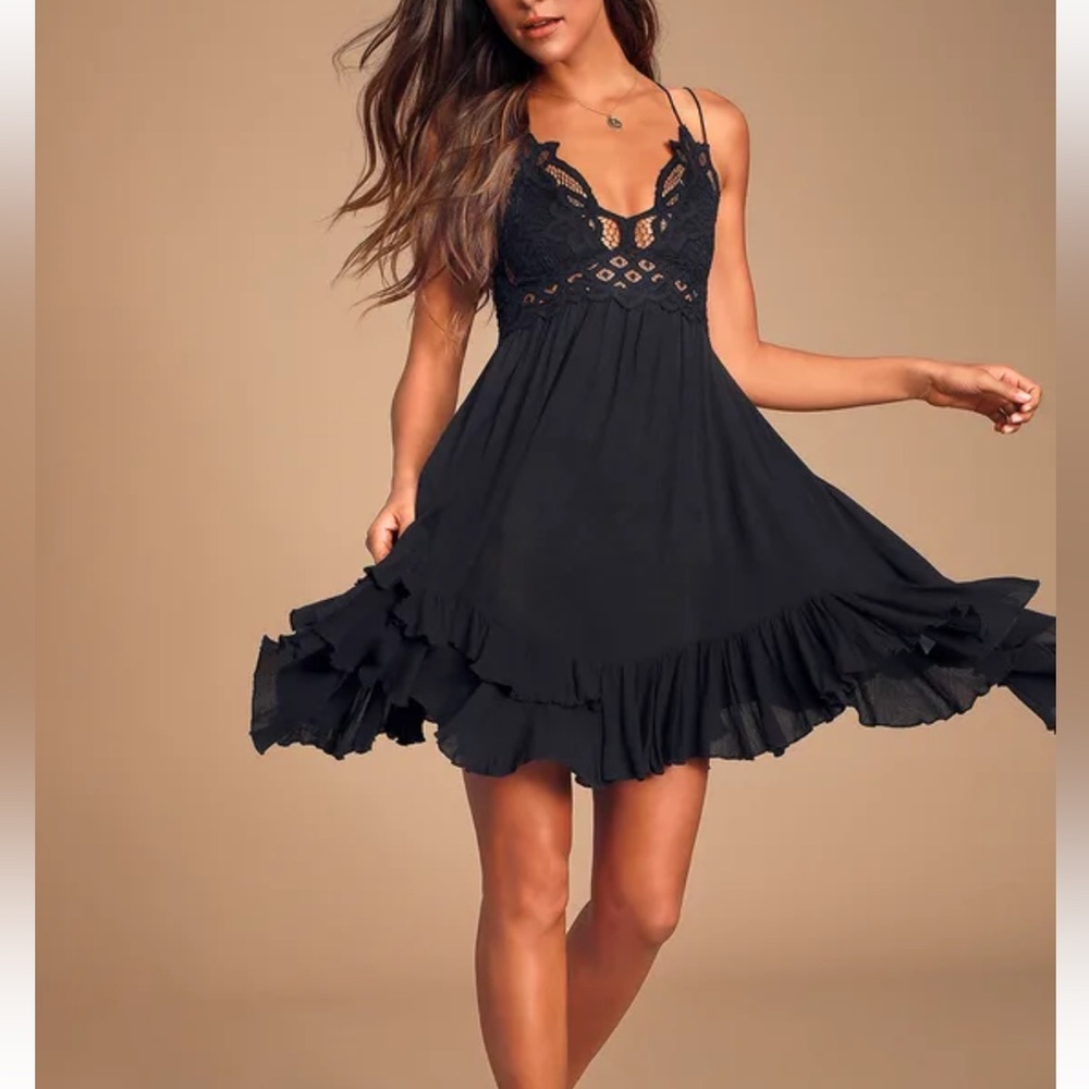 Adella Slip Black Lace Dress